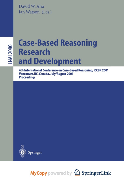 Kniha Case-Based Reasoning Research and Development David W. Aha