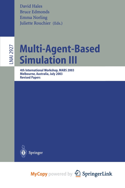 Book Multi-Agent-Based Simulation III David Hales