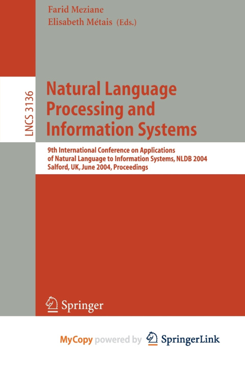 Knjiga Natural Language Processing and Information Systems Farid Meziane