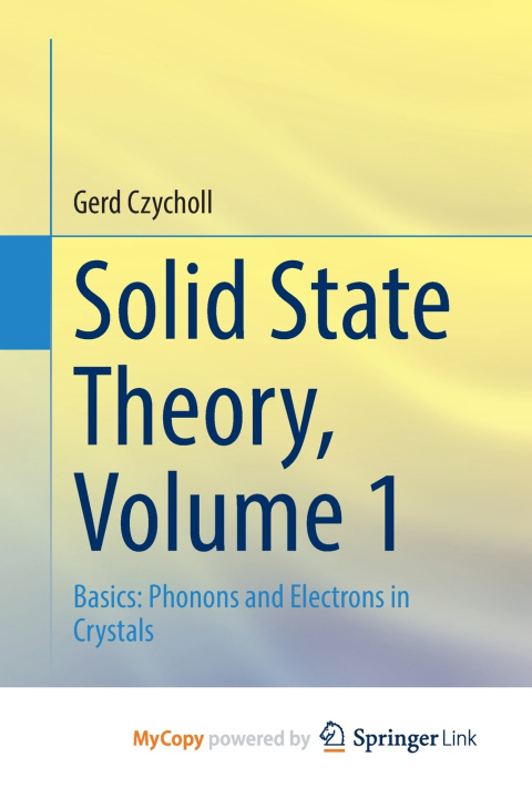 Knjiga Solid State Theory, Volume 1 Czycholl Gerd Czycholl
