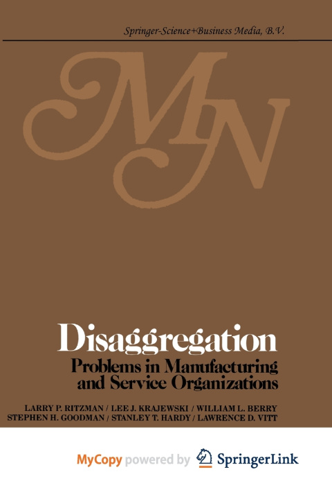 Knjiga Disaggregation L.P. Ritzman