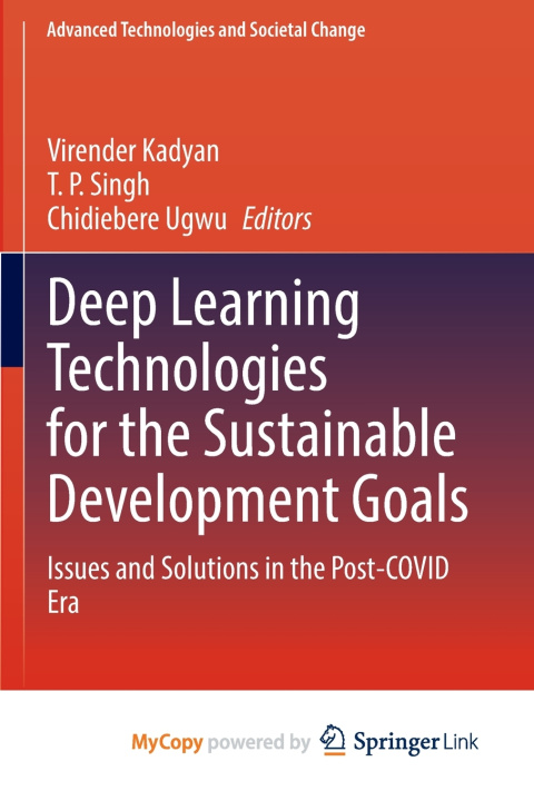 Kniha Deep Learning Technologies for the Sustainable Development Goals Virender Kadyan