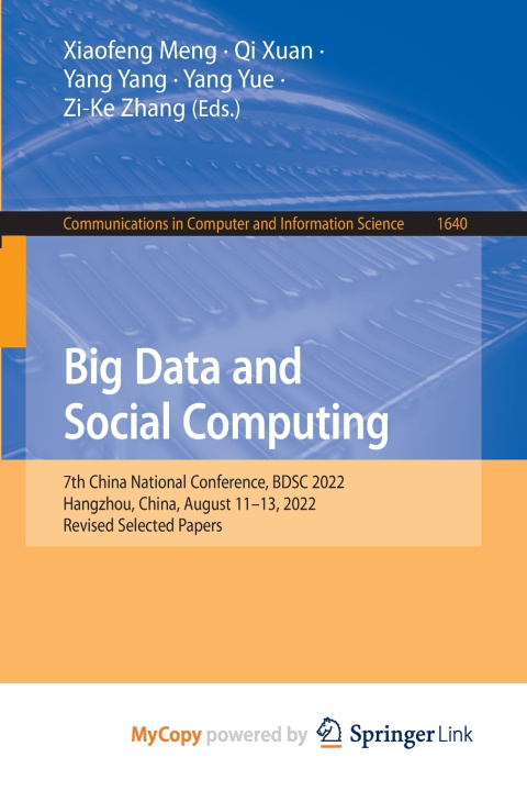 Book Big Data and Social Computing Xiaofeng Meng