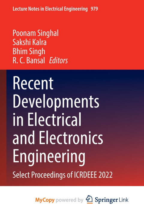 Book Recent Developments in Electrical and Electronics Engineering Poonam Singhal