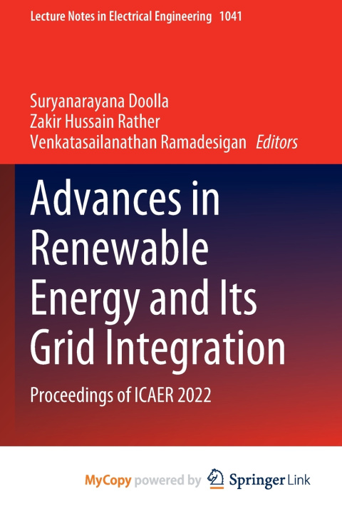 Livro Advances in Renewable Energy and Its Grid Integration Suryanarayana Doolla