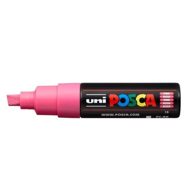 Carte Posca akrylový popisovač PC-8K, 8 mm, růžová (se širokým, seříznutým hrotem) 