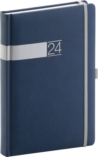 Kalendár/Diár Denní diář Twill 2024 modro-stříbrný 