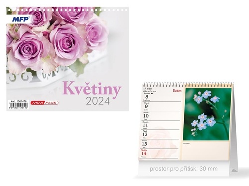 Calendar/Diary Mini Květiny 2024 - stolní kalendář 