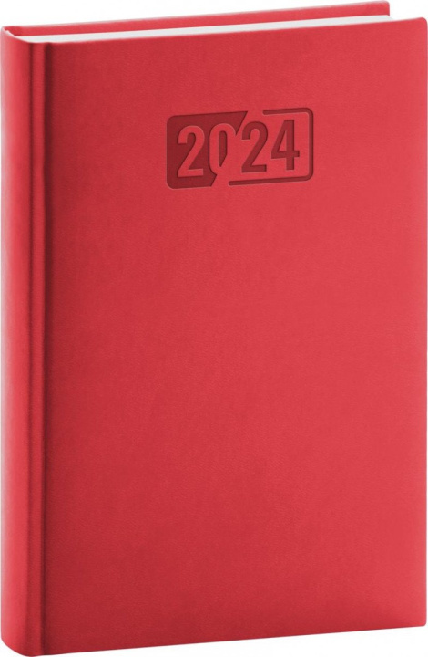 Kalendář/Diář Diář 2024: Aprint - červený, denní, 15 × 21 cm 