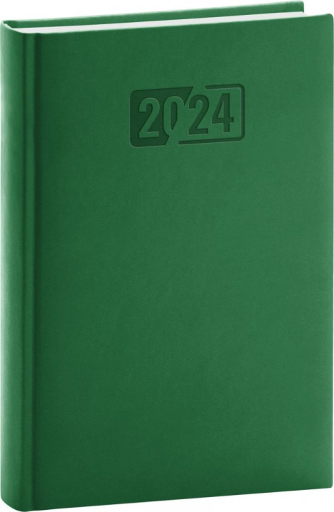 Calendar / Agendă Diář 2024: Aprint - zelený, denní, 15 × 21 cm 