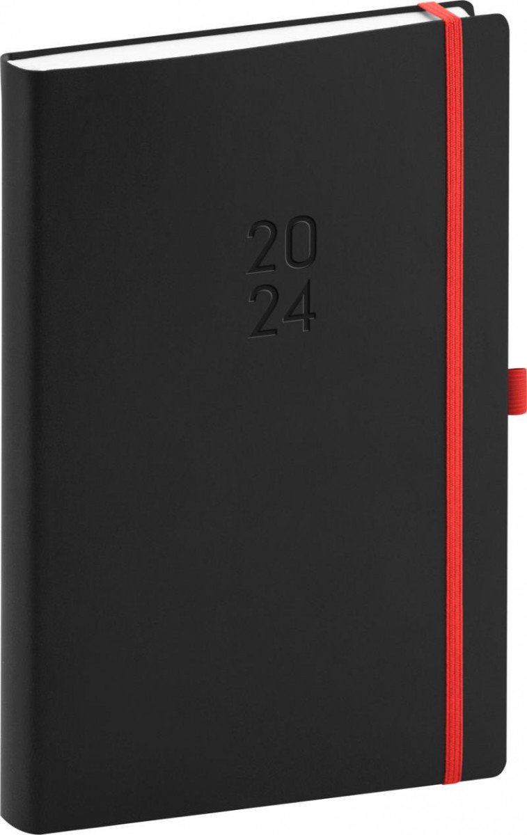 Calendar / Agendă Diář 2024: Nox - černý/červený, denní, 15 × 21 cm 