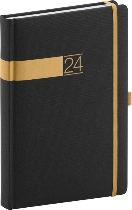 Calendar/Diary Diář 2024: Twill  černozlatý, denní, 15 × 21 cm 