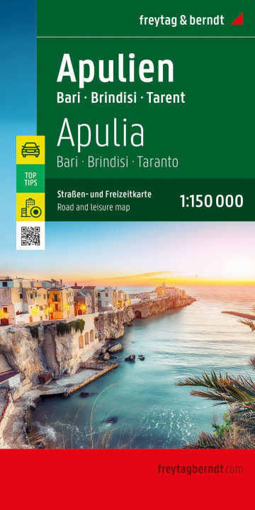 Tiskovina Apulien, Straßen- und Freizeitkarte 1:150.000, freytag & berndt 
