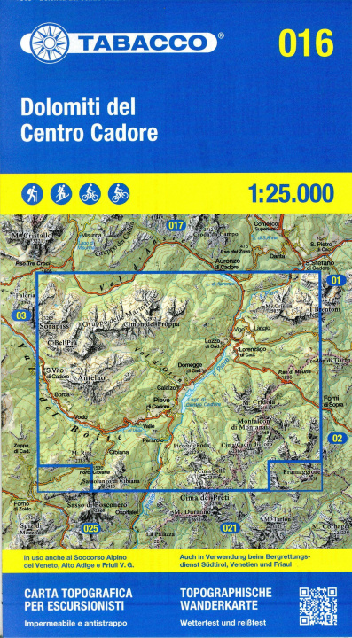 Prasa Tabacco Wandern Dolomiti Cadore 1:25000 