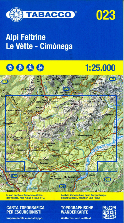 Tlačovina Tabacco Wandern Alpi Feltrine 1:25000 