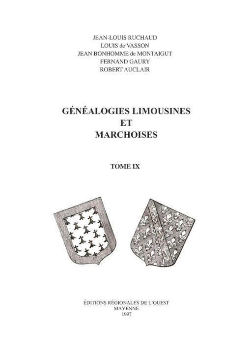 Kniha Généalogies Limousines et Marchoises T09 Ruchaud