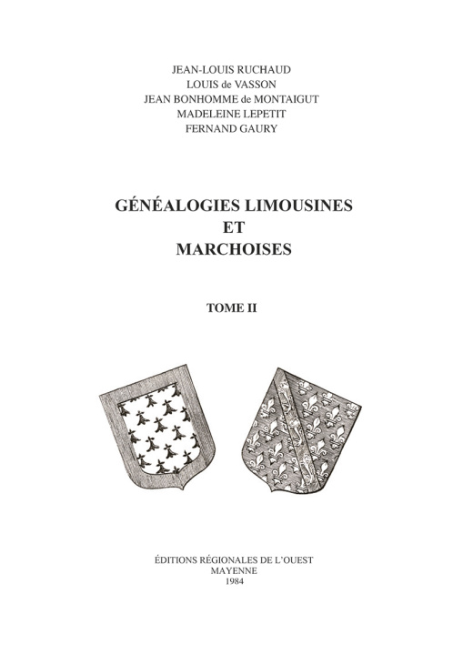 Kniha Généalogies Limousines et Marchoises T02 Ruchaud