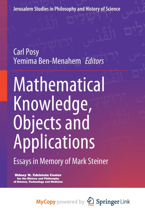 Book Mathematical Knowledge, Objects and Applications Carl Posy
