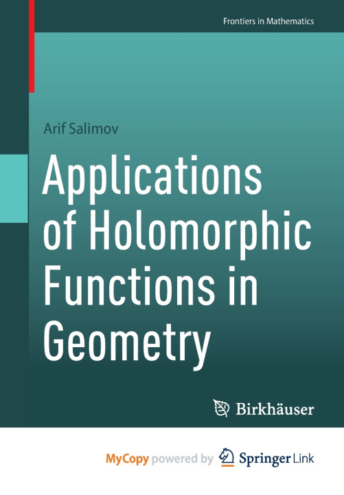 Carte Applications of Holomorphic Functions in Geometry Salimov Arif Salimov