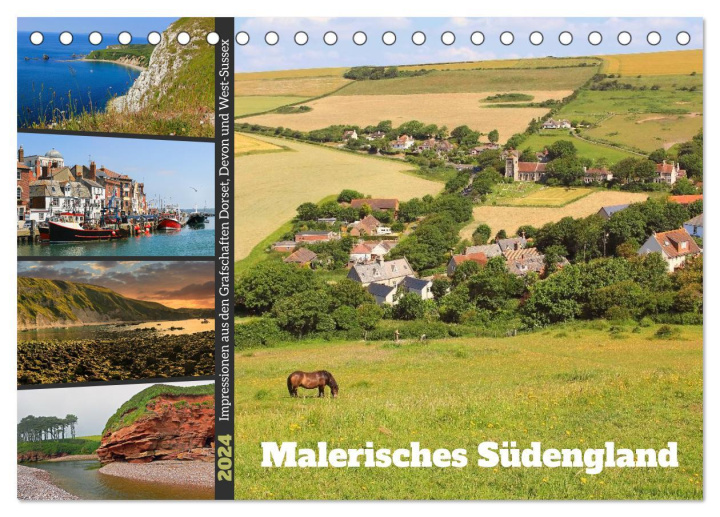Kalendář/Diář Malerisches Südengland 2024 (Tischkalender 2024 DIN A5 quer), CALVENDO Monatskalender 