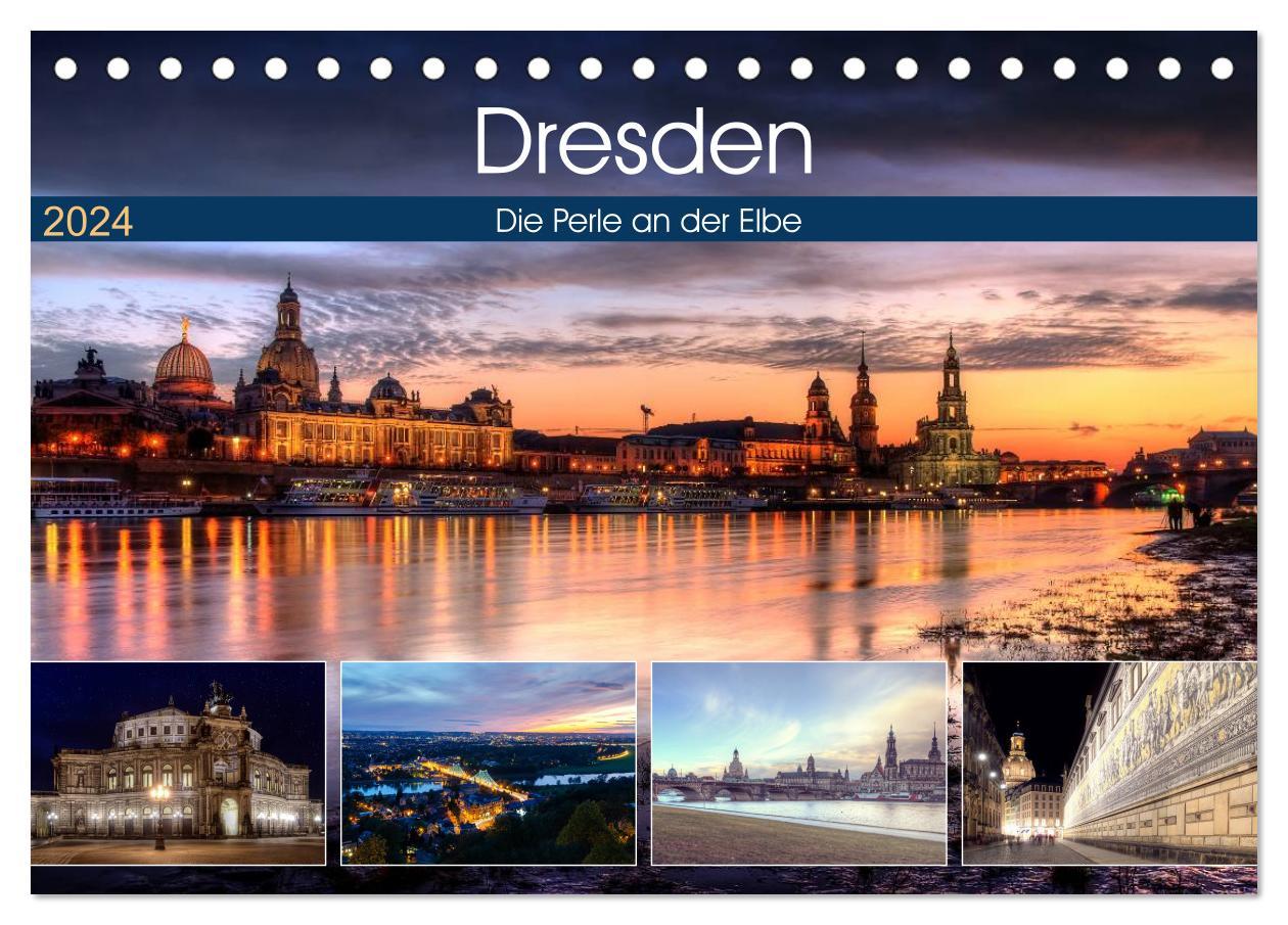 Calendar / Agendă Dresden Die Perle an der Elbe (Tischkalender 2024 DIN A5 quer), CALVENDO Monatskalender 