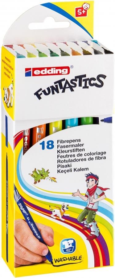 Kniha Edding Dětské fixy Funtastics 15, sada 18 barev pro větší děti 