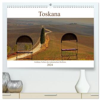 Naptár/Határidőnapló Toskana - Goldene Farben des toskanischen Herbstes (hochwertiger Premium Wandkalender 2024 DIN A2 quer), Kunstdruck in Hochglanz 