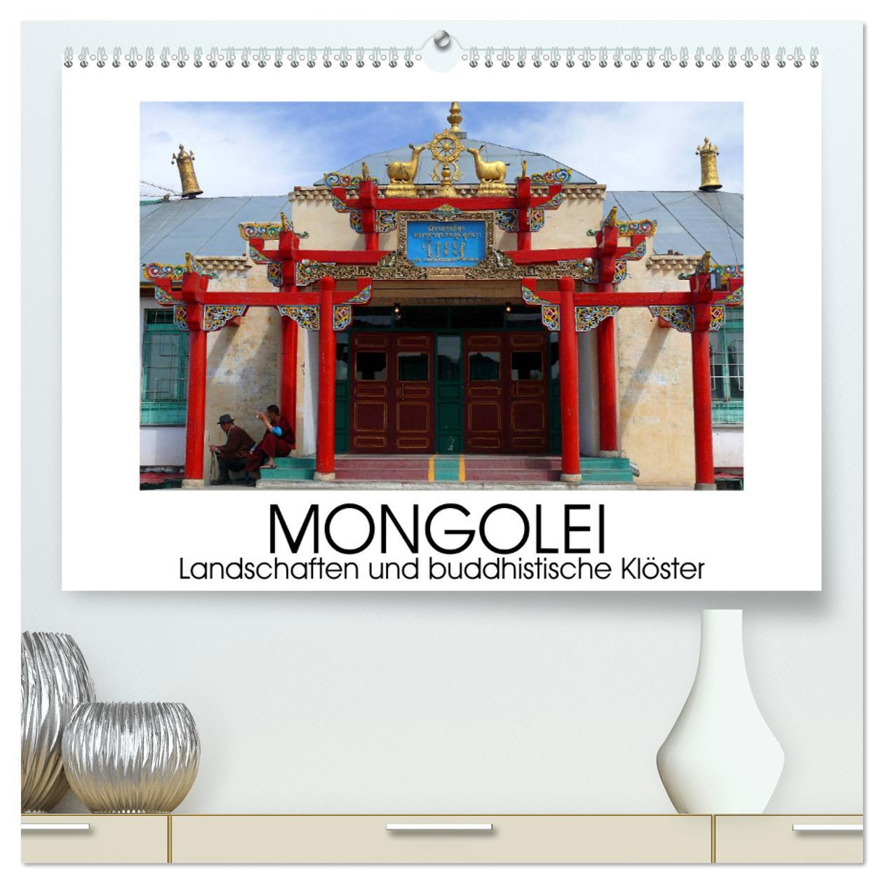 Kalendar/Rokovnik Mongolei - Landschaften und buddhistische Klöster (hochwertiger Premium Wandkalender 2024 DIN A2 quer), Kunstdruck in Hochglanz 