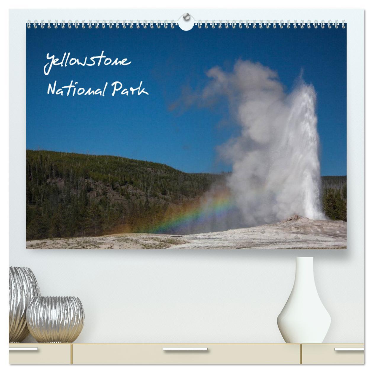Calendar / Agendă Yellowstone National Park (hochwertiger Premium Wandkalender 2024 DIN A2 quer), Kunstdruck in Hochglanz 