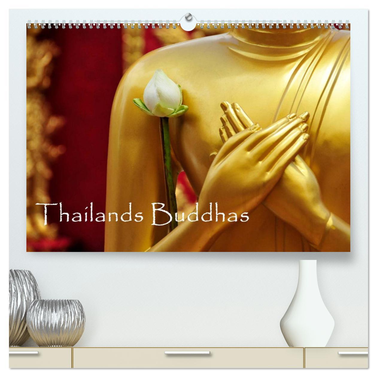 Calendar / Agendă Thailands Buddhas (hochwertiger Premium Wandkalender 2024 DIN A2 quer), Kunstdruck in Hochglanz 