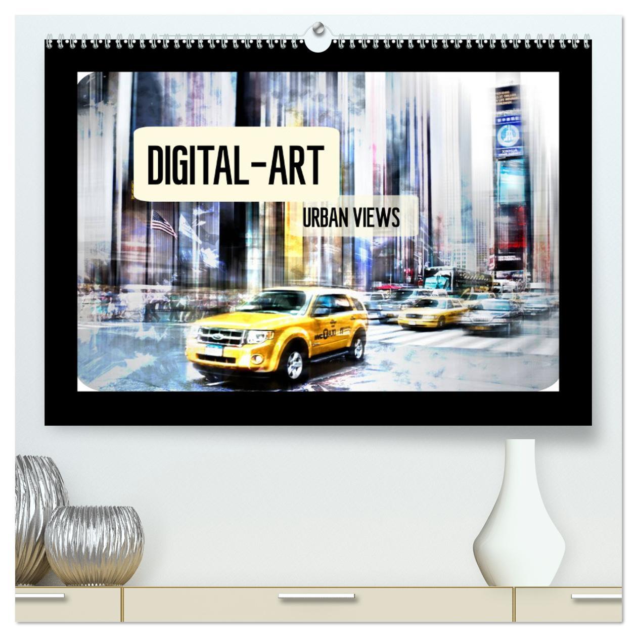 Kalendár/Diár Digital-Art URBAN VIEWS (hochwertiger Premium Wandkalender 2024 DIN A2 quer), Kunstdruck in Hochglanz 