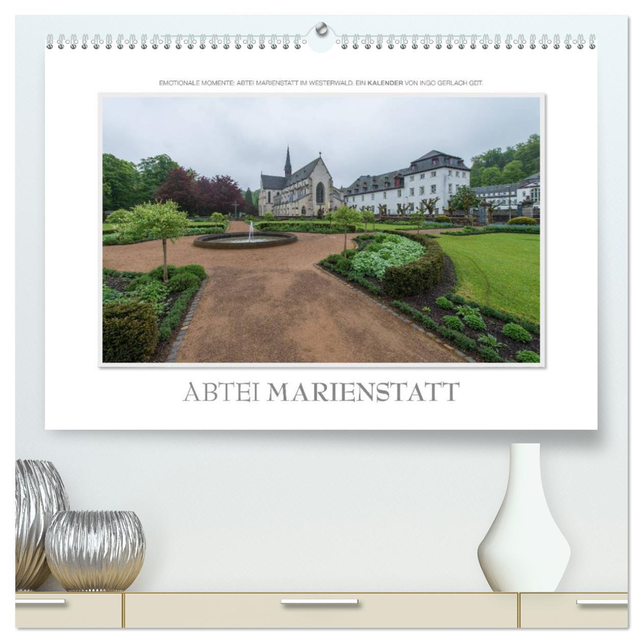 Календар/тефтер Emotionale Momente: Abtei Marienstatt im Westerwald (hochwertiger Premium Wandkalender 2024 DIN A2 quer), Kunstdruck in Hochglanz 