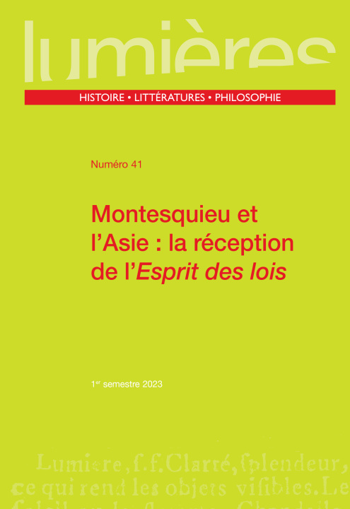 Carte Montesquieu et l’Asie : la réception de l’Esprit des lois Dufourmont