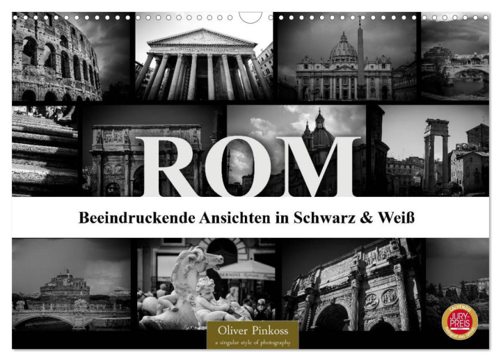 Calendar / Agendă ROM - Ansichten in Schwarz und Weiß (Wandkalender 2024 DIN A3 quer), CALVENDO Monatskalender 