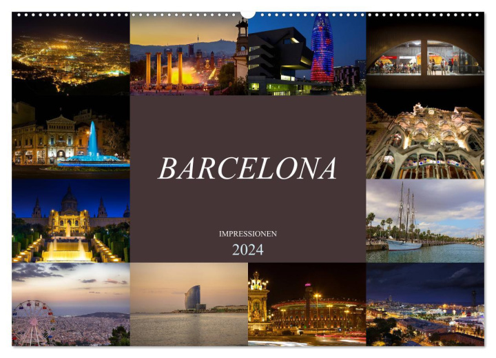 Naptár/Határidőnapló Barcelona Impressionen (Wandkalender 2024 DIN A2 quer), CALVENDO Monatskalender 