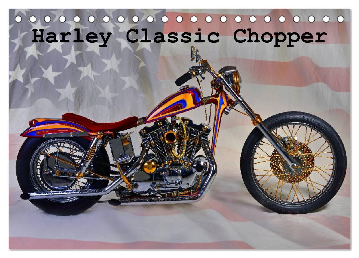 Calendar / Agendă Harley Classic Chopper (Tischkalender 2024 DIN A5 quer), CALVENDO Monatskalender 