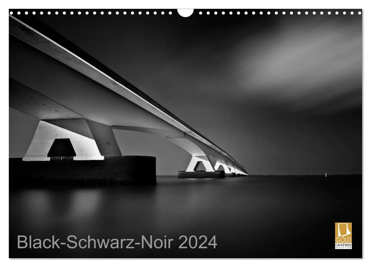 Calendar / Agendă Black-Schwarz-Noir 2024 (Wandkalender 2024 DIN A3 quer), CALVENDO Monatskalender 