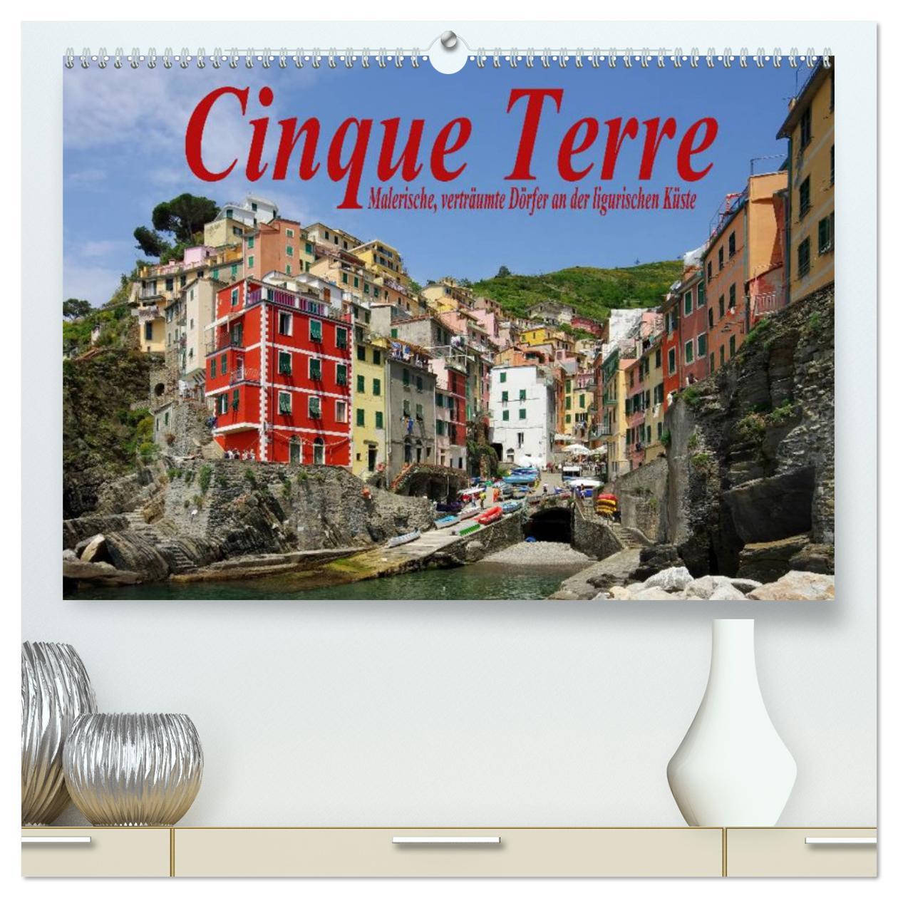 Calendar / Agendă Cinque Terre - Malerische, verträumte Dörfer an der ligurischen Küste (hochwertiger Premium Wandkalender 2024 DIN A2 quer), Kunstdruck in Hochglanz 