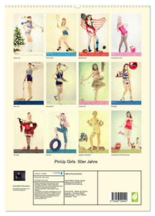 Календар/тефтер PinUp Girls 50er Jahre (hochwertiger Premium Wandkalender 2024 DIN A2 hoch), Kunstdruck in Hochglanz 