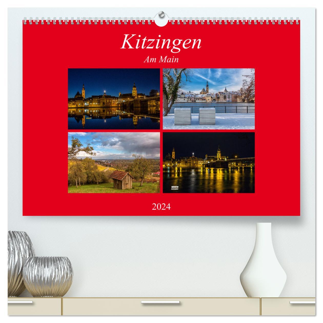 Calendar / Agendă Kitzingen am Main (hochwertiger Premium Wandkalender 2024 DIN A2 quer), Kunstdruck in Hochglanz 