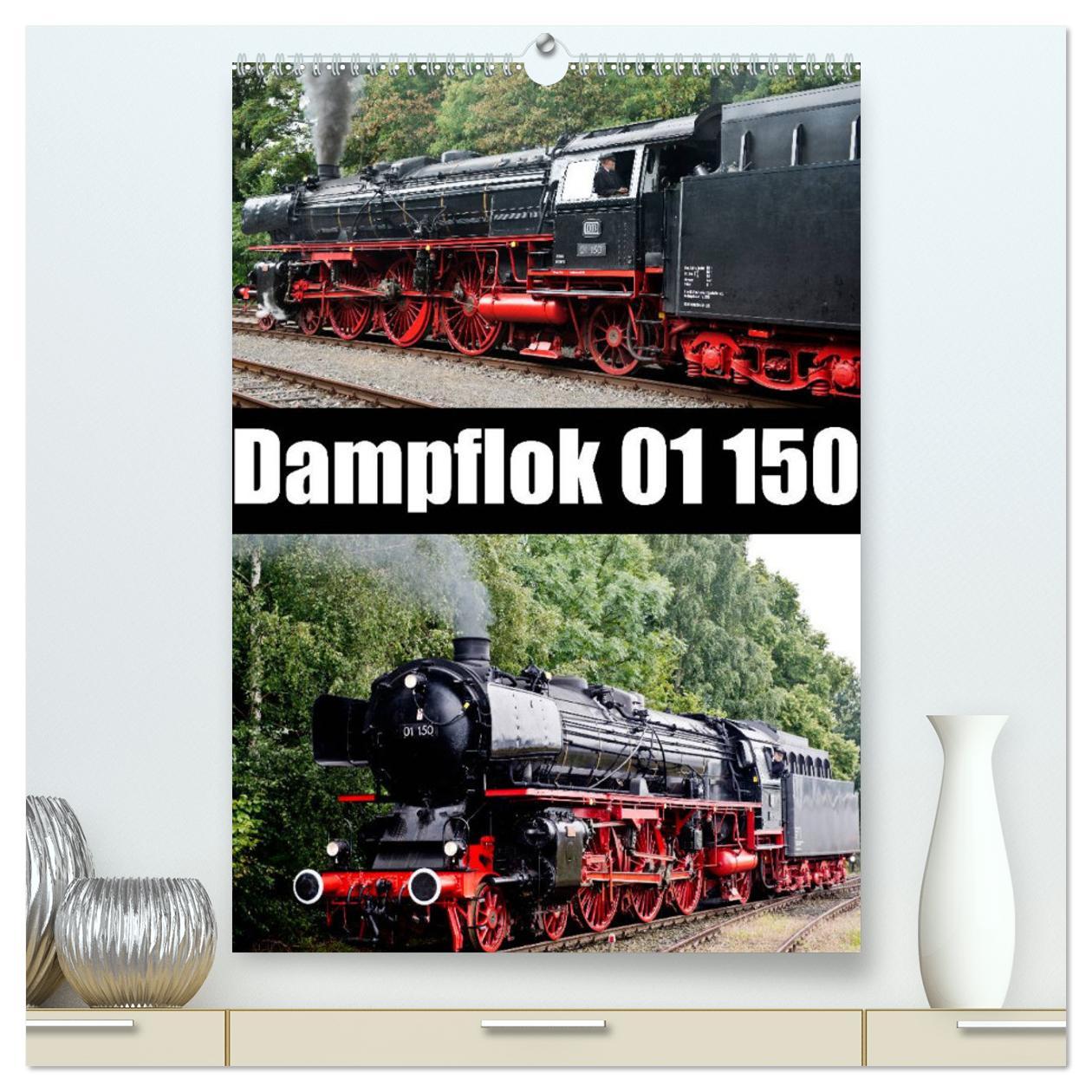 Kalendář/Diář Dampflok 01 150 / CH-Version (hochwertiger Premium Wandkalender 2024 DIN A2 hoch), Kunstdruck in Hochglanz 