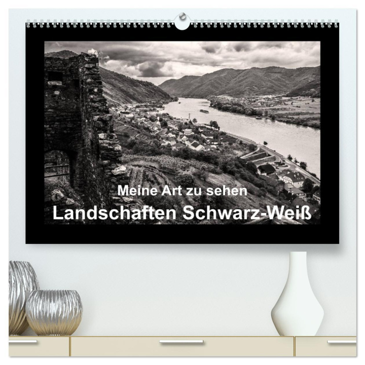 Calendar / Agendă Meine Art zu sehen - Landschaften Schwarz-Weiß (hochwertiger Premium Wandkalender 2024 DIN A2 quer), Kunstdruck in Hochglanz 
