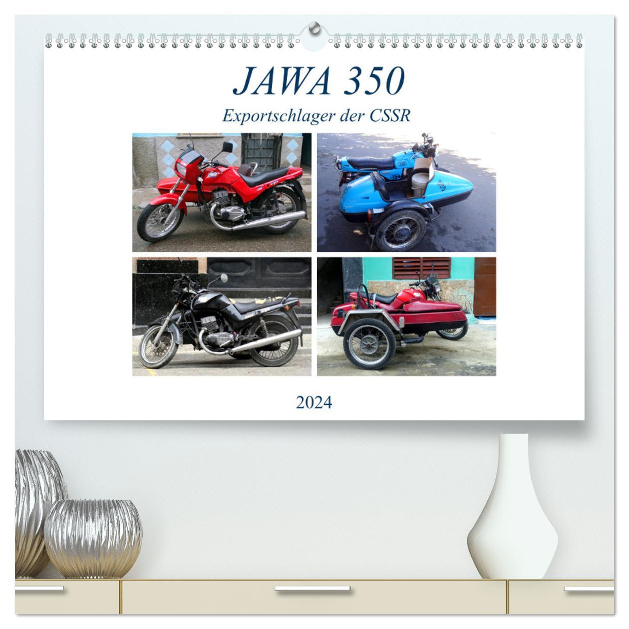 Kalendář/Diář JAWA 350 - Exportschlager der CSSR (hochwertiger Premium Wandkalender 2024 DIN A2 quer), Kunstdruck in Hochglanz Henning von Löwis of Menar