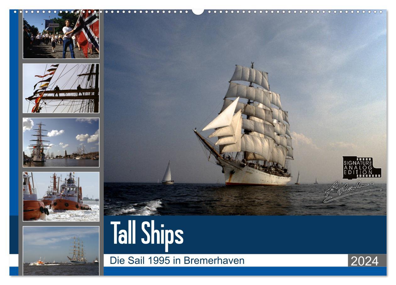 Календар/тефтер Analoge Fotografie Tall Ships Sail 1995 Bremerhaven (Wandkalender 2024 DIN A2 quer), CALVENDO Monatskalender Helmut Harhaus
