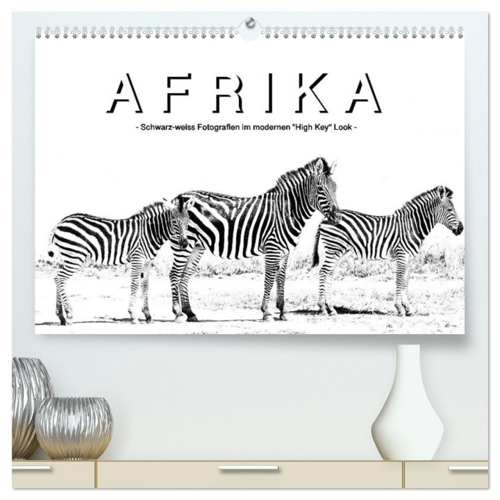 Calendario/Agenda AFRIKA - Schwarz-weiss Fotografien im modernen "High Key" Look (hochwertiger Premium Wandkalender 2024 DIN A2 quer), Kunstdruck in Hochglanz Robert Styppa