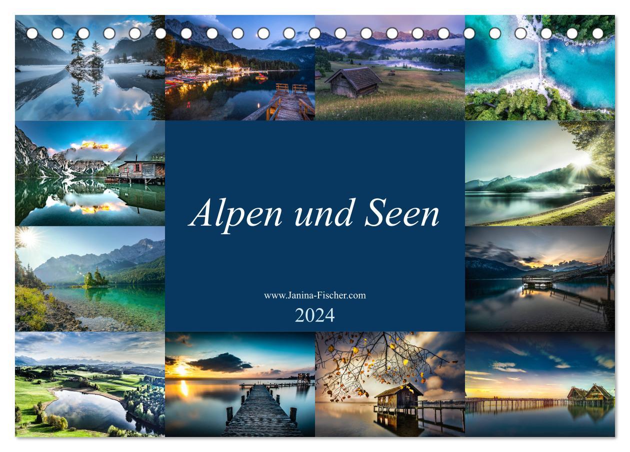 Kalendář/Diář Alpen und Seen (Tischkalender 2024 DIN A5 quer), CALVENDO Monatskalender Janina Fischer