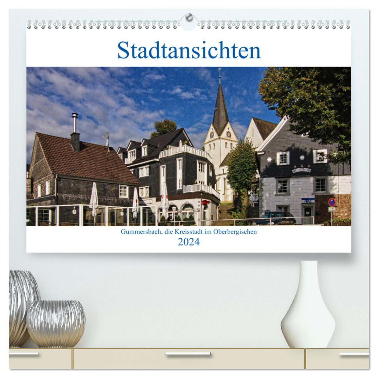 Kalendář/Diář Stadtansichten, Gummersbach (hochwertiger Premium Wandkalender 2024 DIN A2 quer), Kunstdruck in Hochglanz Detlef Thiemann