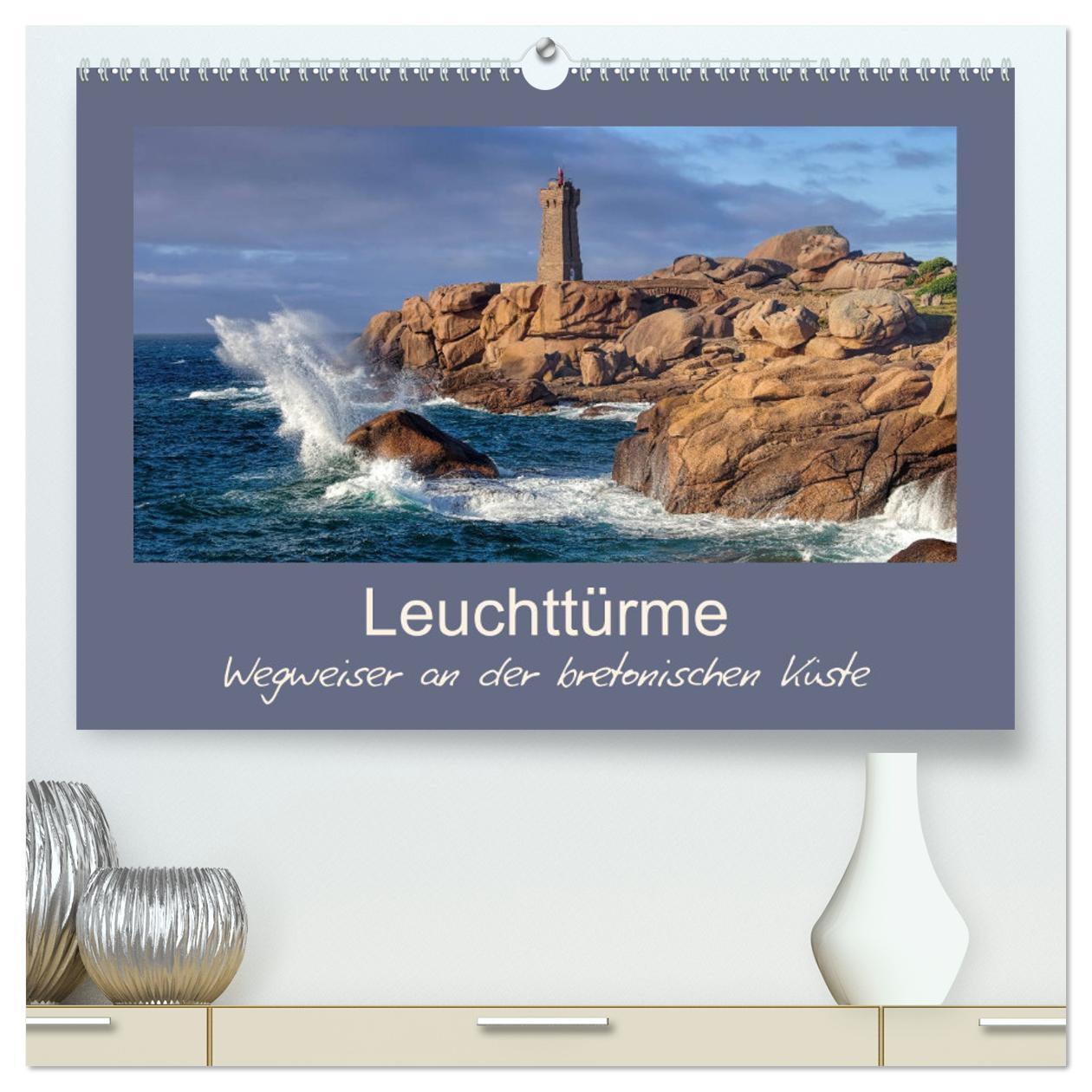 Calendar / Agendă Leuchttürme - Wegweiser an der bretonischen Küste (hochwertiger Premium Wandkalender 2024 DIN A2 quer), Kunstdruck in Hochglanz LianeM