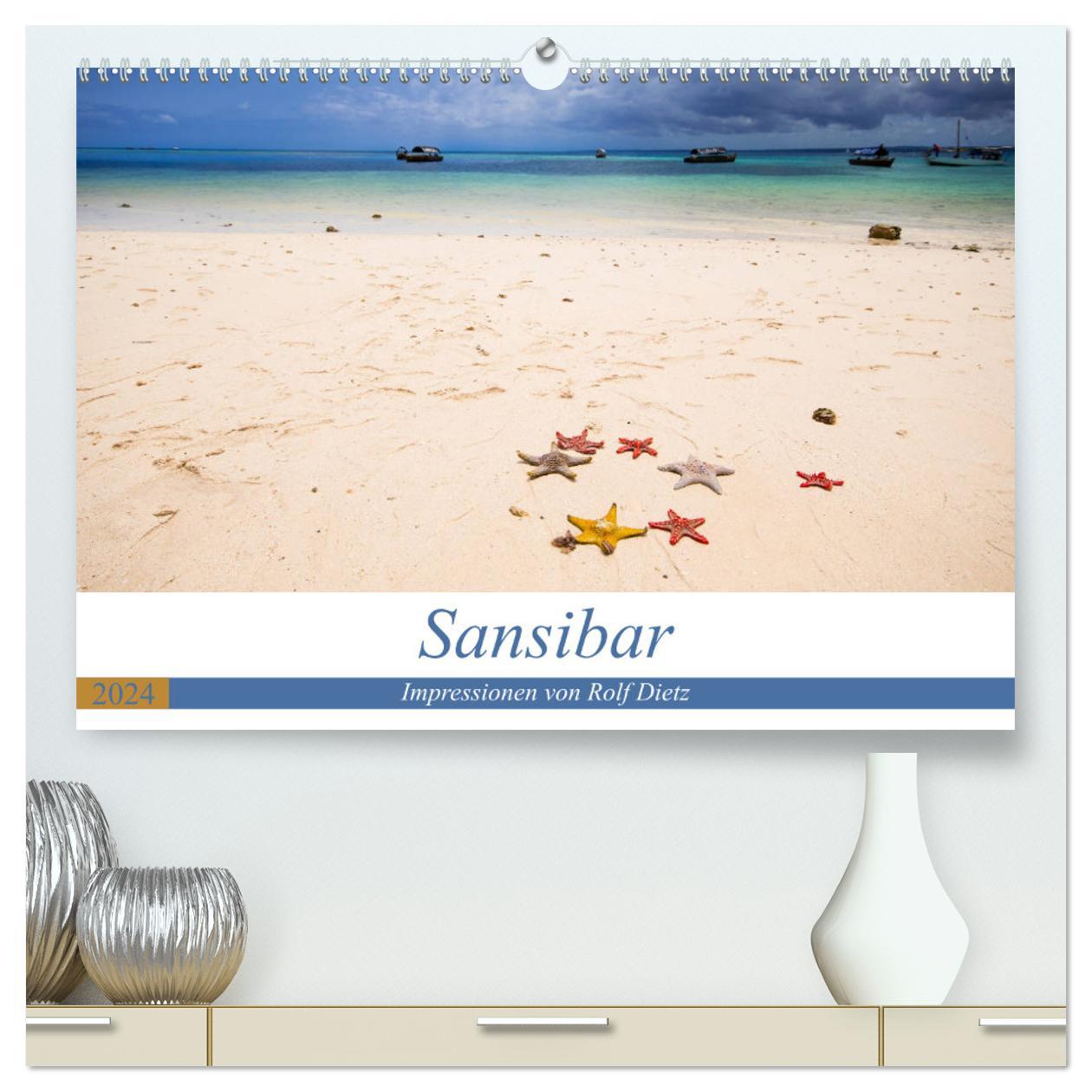 Kalendář/Diář Sansibar - Impressionen von Rolf Dietz (hochwertiger Premium Wandkalender 2024 DIN A2 quer), Kunstdruck in Hochglanz Rolf Dietz