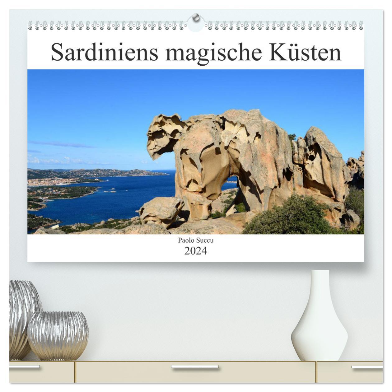 Kalendář/Diář Sardiniens magische Küsten (hochwertiger Premium Wandkalender 2024 DIN A2 quer), Kunstdruck in Hochglanz Paolo Succu